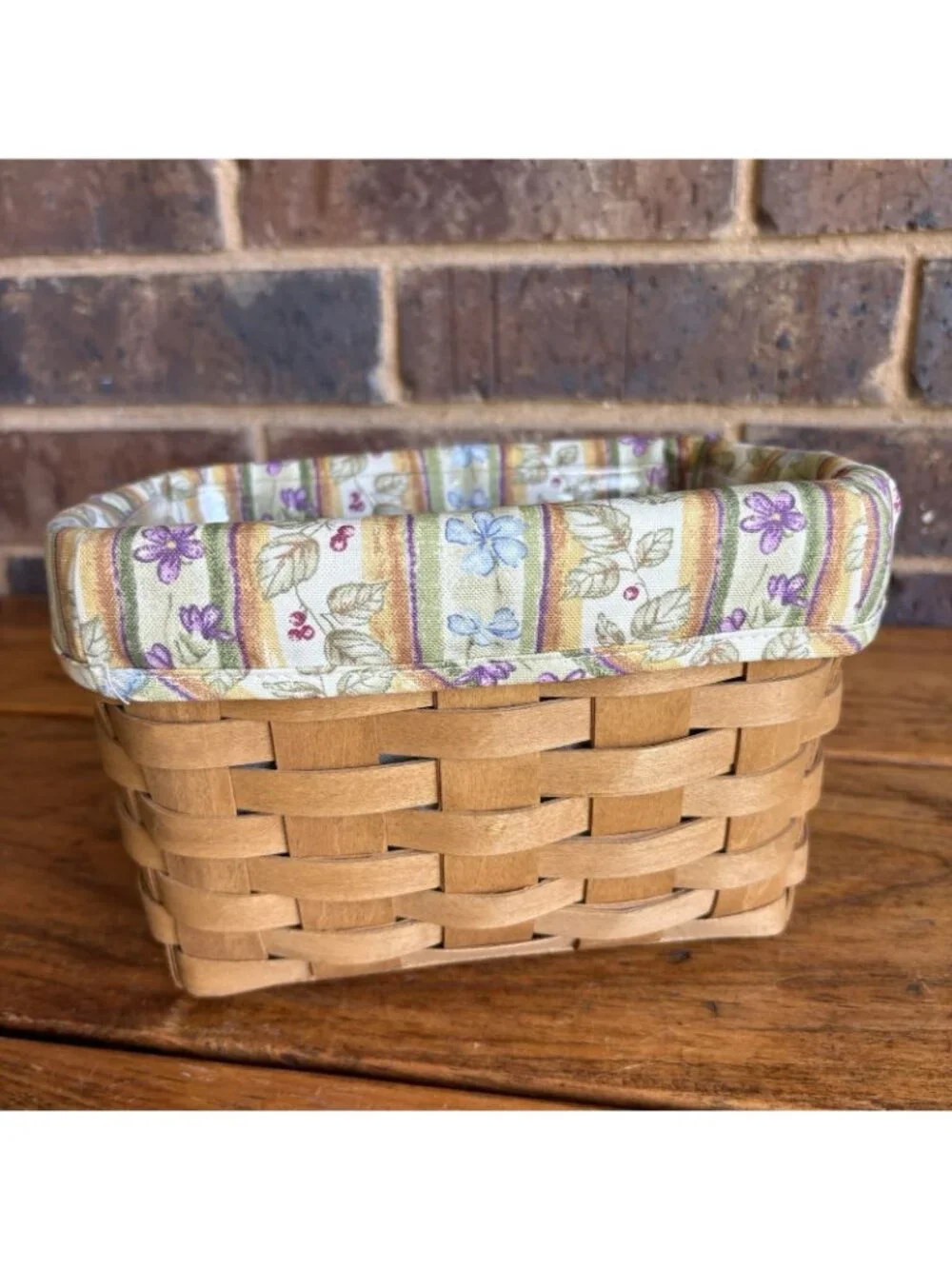 Longaberger  TV Time Basket Butterfly Charm Floral Fabric Liner & Protector